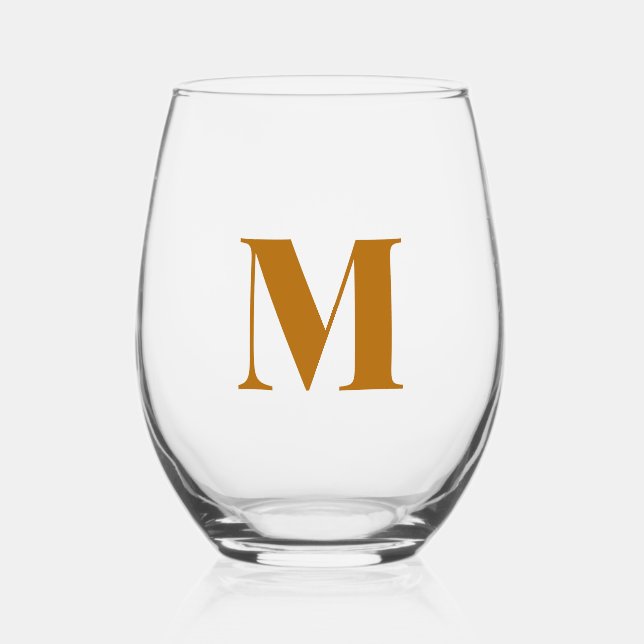 Vaso De Vino Letra jengibre monograma moderno inicial (Anverso)