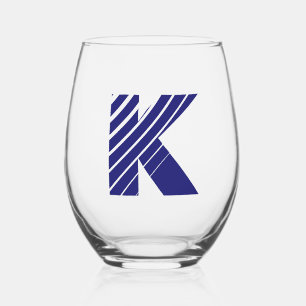 Vaso De Vino Letra medianoche azul moderno monograma inicial