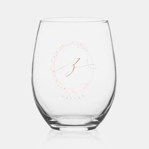 Vaso De Vino Letra monograma Z de guión dorado de Rosa