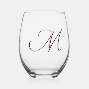 Vaso De Vino Letra pastel rosa trendy elegante monograma inicia