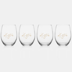 Vaso De Vino Letras de oro de nombre personalizado