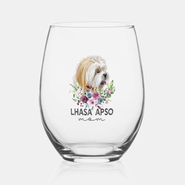 Vaso De Vino Lhasa Apso Shirt Gifts Dog Mom (Anverso)