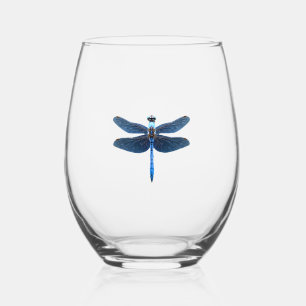 Vaso De Vino Libélula Azul - Entomólogo Amante de la Fauna Inse