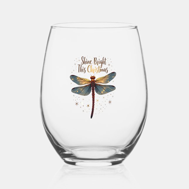 Vaso De Vino Libélula Estrella de Navidad (Anverso)