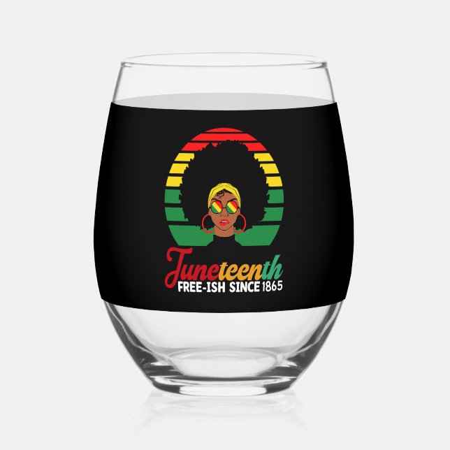 Vaso De Vino Libertad Negra Gratis desde 1865 Juneteenth (Anverso)