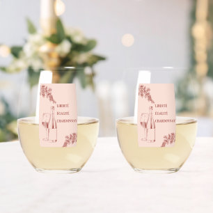 Vaso De Vino Liberté Égalité Chardonnay Funny Wine Ilustracion