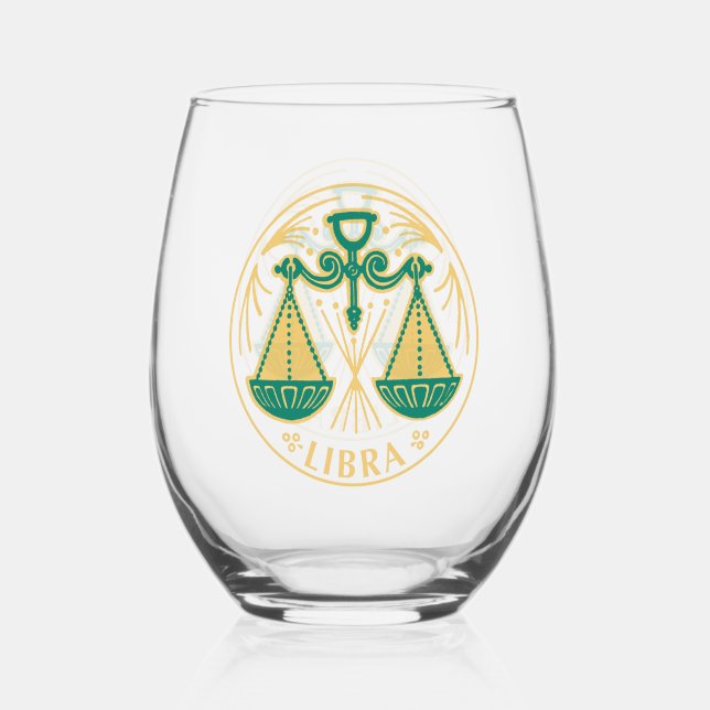 Vaso De Vino Libra Signo del Zodiaco (Anverso)