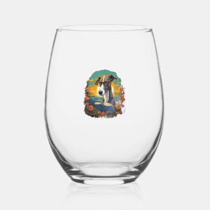 Vaso De Vino Libro de lectura de perro de Greyhound al aire lib