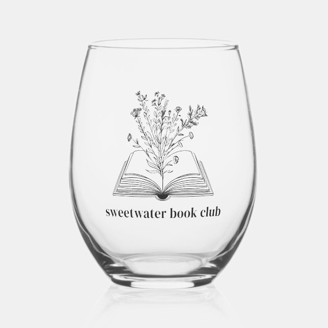Vaso De Vino Libro floral personalizado (Anverso)