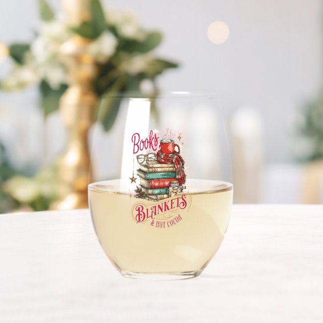 Vaso De Vino Libros, mantas y chocolate caliente (Insitu (Boda))