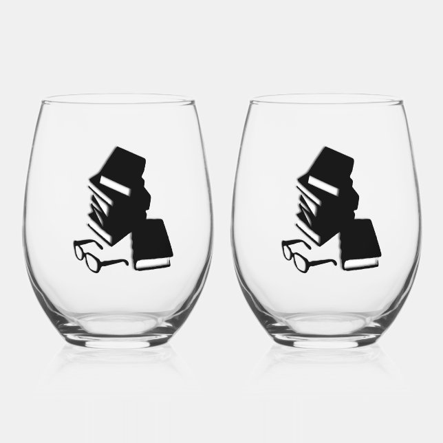 Vaso De Vino Libros y anteojos (Anverso)