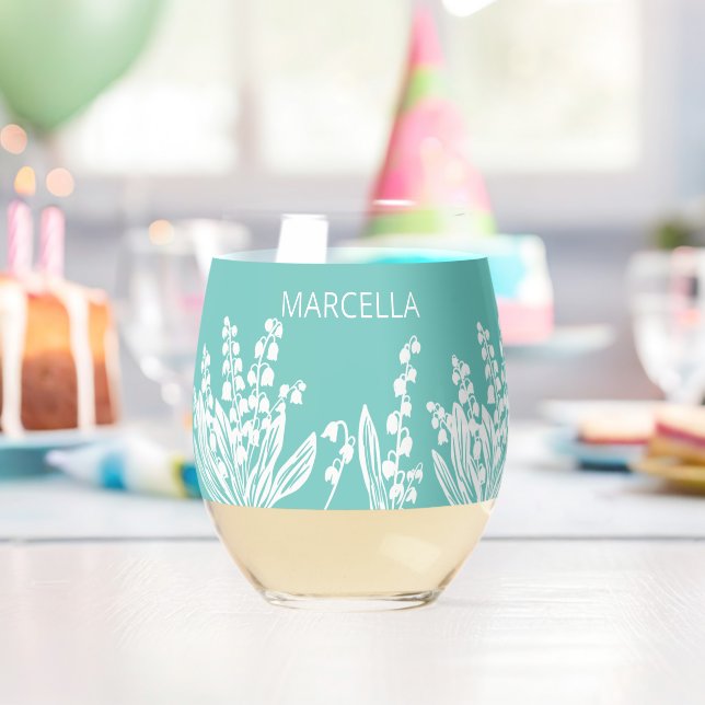 Vaso De Vino Lily Del Nombre Personalizado Floral Del Valle (Insitu (Cumpleaños))