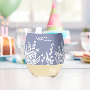 Vaso De Vino Lily Del Nombre Personalizado Floral Del Valle