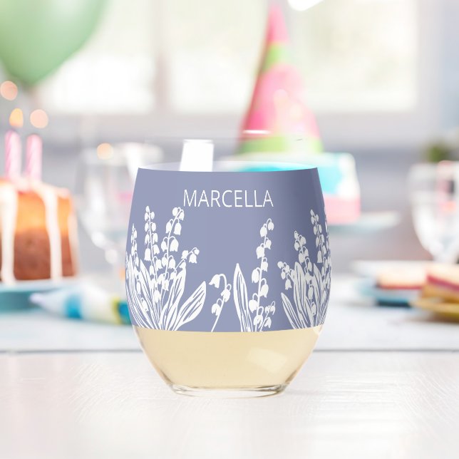 Vaso De Vino Lily Del Nombre Personalizado Floral Del Valle (Insitu (Cumpleaños))