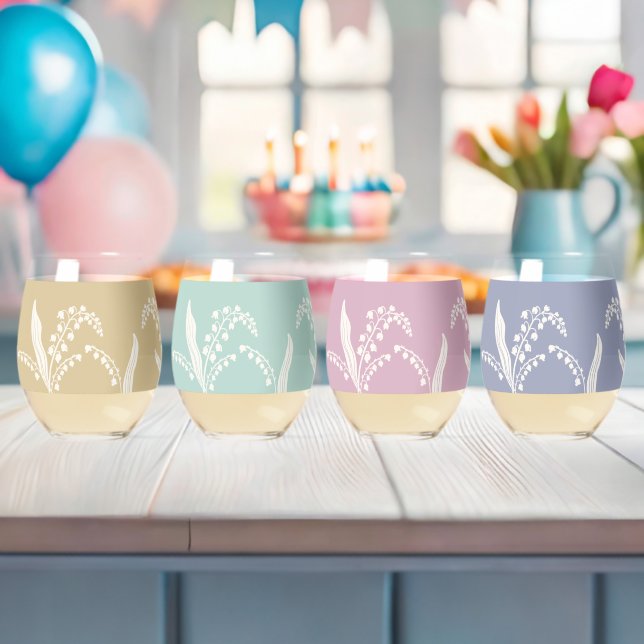 Vaso De Vino Lily Del Valle Floral Personalizado Backgroun (Insitu (Baby Shower))