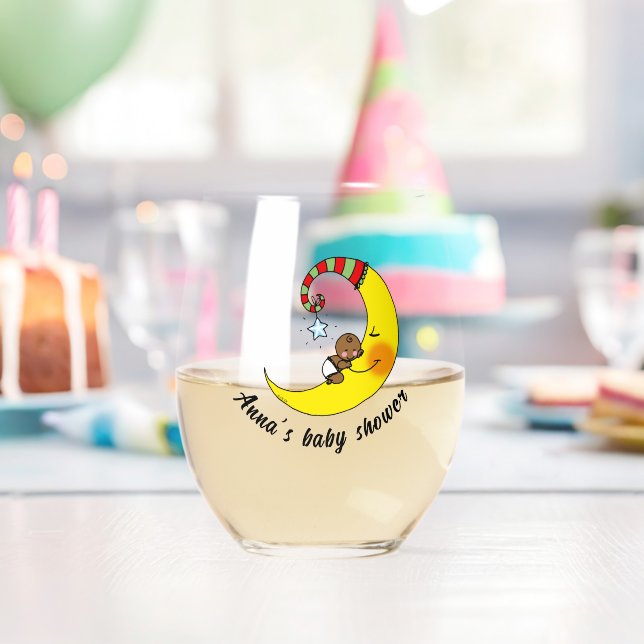 Vaso De Vino lindo bebé en la luna ducha bebé (nombre) Drinkwar (Insitu (Cumpleaños))