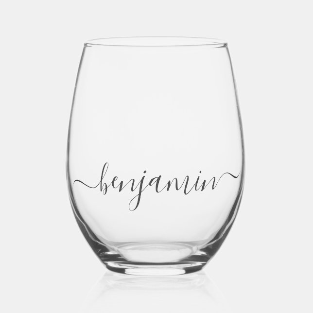 Vaso De Vino Líneas Grises Claras Personalizadas (Anverso)