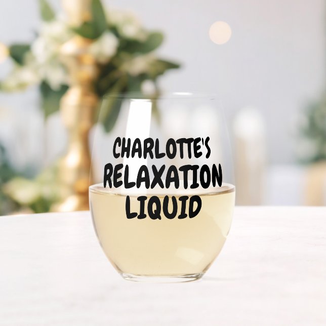 Vaso De Vino Líquido de Relajación de Nombre Personalizado (Insitu (Boda))