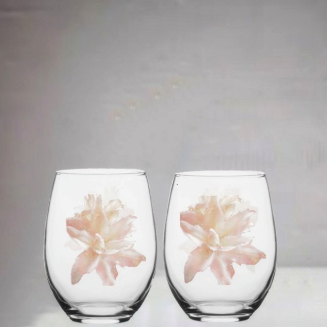 Vaso De Vino Lirio de fantasías rosadas (This Pink Fantasy Lily Stemless Wine Glass Set, would make a lovely gift!)