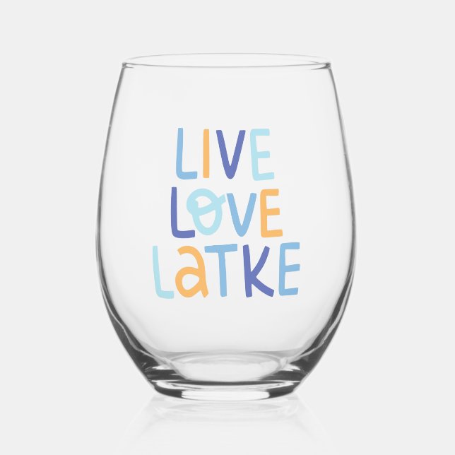 Vaso De Vino Live Love Latke Hanukkah Design (Anverso)