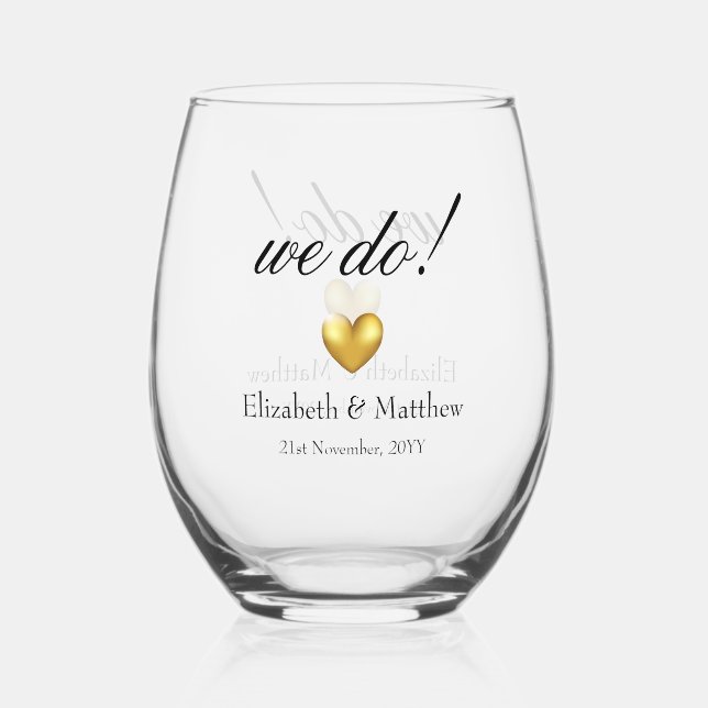 Vaso De Vino ¡Lo queremos! Recuerdo del día de la boda (Anverso)