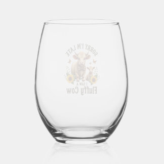 Vaso De Vino Lo siento llego tarde Vi una vaca esponjosa vintag