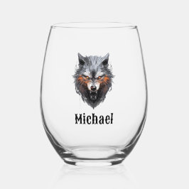 Vaso De Vino Lobo Gruñón Personalizado