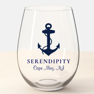 Vaso De Vino Logo del Anclaje de Barco Clásico