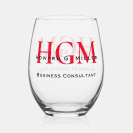 Vaso De Vino Logotipo de Monograma de 3 letras Rojo Moderno Emp