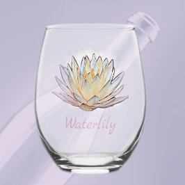 Vaso De Vino Lotus Waterlily Blossom Pastel Floral