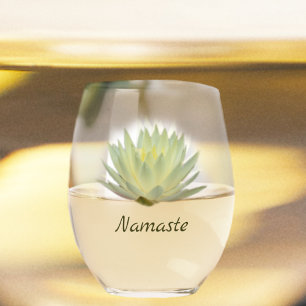 Vaso De Vino Lotus Waterlily Pastel Floral Verde Amarillo