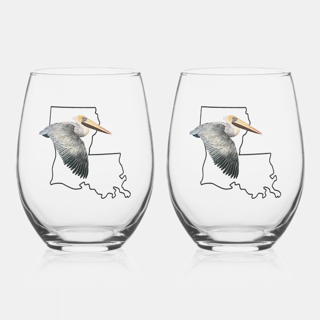 Vaso De Vino Louisiana Pelican Stemless Wine Glass - 2 set (Anverso)