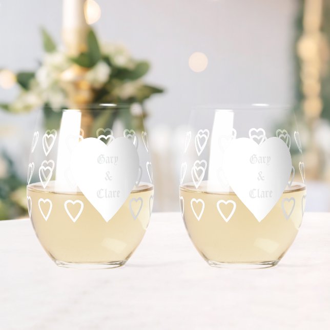 Vaso De Vino Love Hearts Wedding Engagement Drinkware Set (Insitu (Boda))