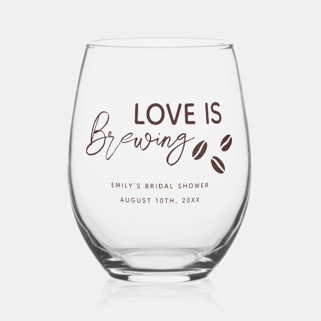Vaso De Vino Love is Brewing Coffee Theme Bridal Shower (Reverso )