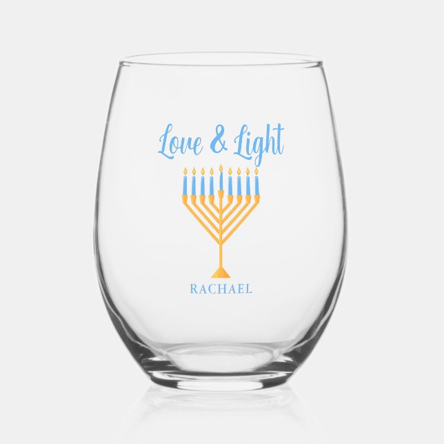 Vaso De Vino Love & Light Personalized Hanukkah Menorah Gift (Anverso)