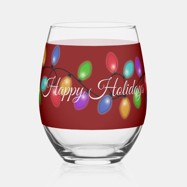 Vaso De Vino Luces navideñas brillantes (Anverso)