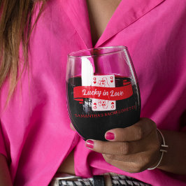 Vaso De Vino Lucky In Love Vegas Pink & Red Bachelorette Favor