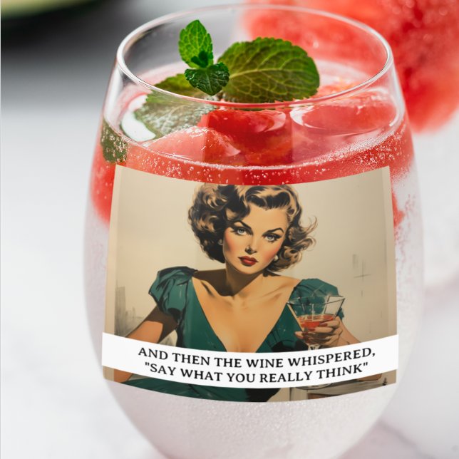 Vaso De Vino Luego el wine susurró gracioso retro 50 diciendo (Subido por el creador)