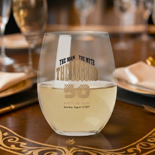 Vaso De Vino Lujo Negro Oro Hombre Mito Leyenda 50º Gracias