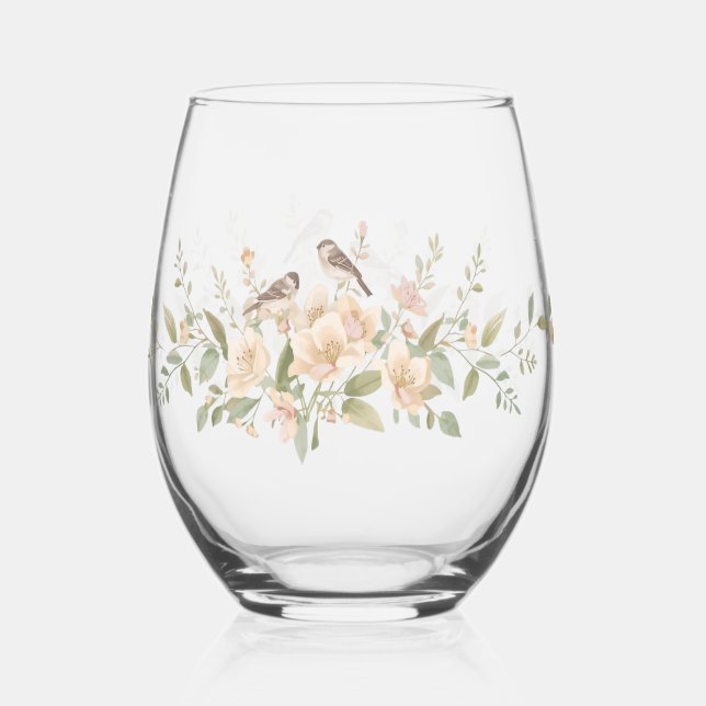 Vaso De Vino Luxury Spring Wildflower bird Rose Garden Seamless (Reverso )