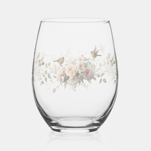 Vaso De Vino Luxury Spring Wildflower bird Rose Garden Seamless (Izquierda)