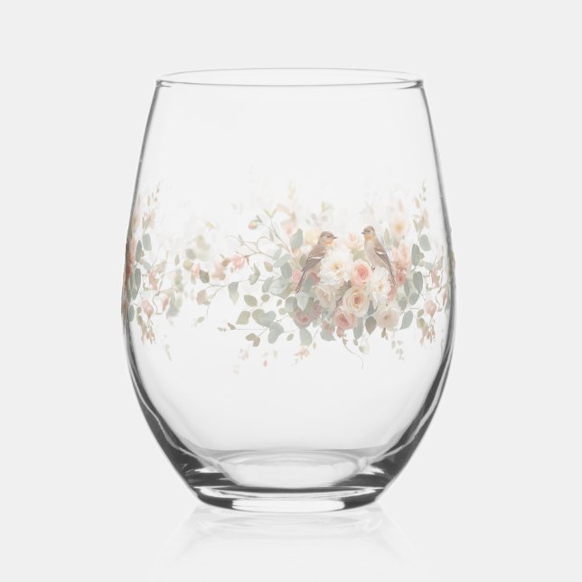 Vaso De Vino Luxury Spring Wildflower bird Rose Garden Seamless (Reverso )