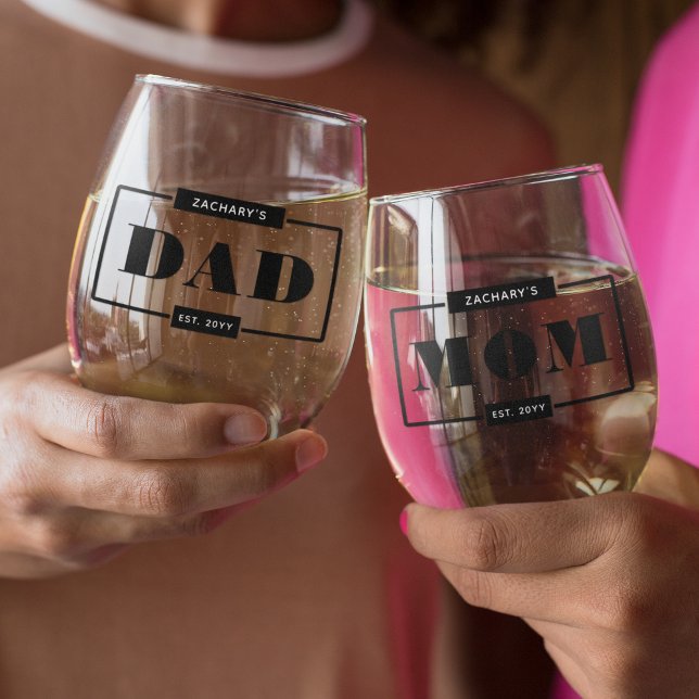 Vaso De Vino Madre audaz y moderna personalizada Papá nuevos pa (Subido por el creador)