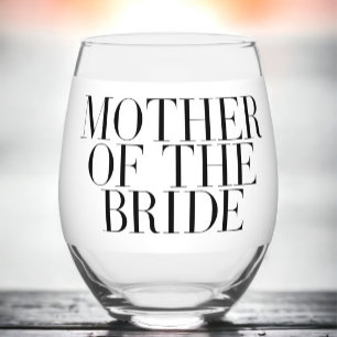 Vaso De Vino Madre de la Novia Negra Moderna Elegante Personali