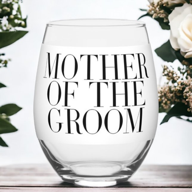 Vaso De Vino Madre del Groom Negro Moderno Personalizado elegan (Subido por el creador)