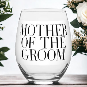 Vaso De Vino Madre del Groom Negro Moderno Personalizado elegan