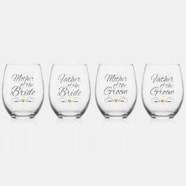 Vaso De Vino Madre padre del novio de la novia | Corazón De Oro