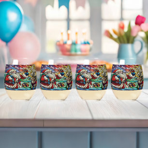 Vaso De Vino Magníficos Santa de vidrio y renos
