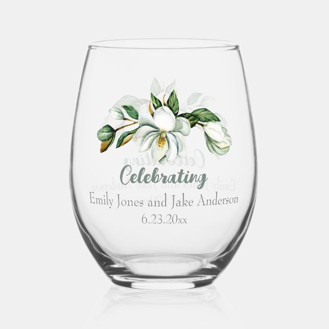 Vaso De Vino Magnolia Greenery Bridal Shower (Anverso)