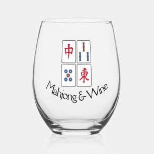 Vaso De Vino Mahjong Design Stemless Wine Glass